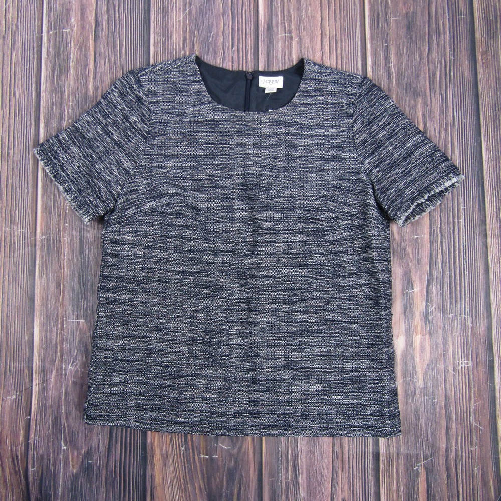 J. Crew Factory Black & Gray Textured Crewneck Sweater Top